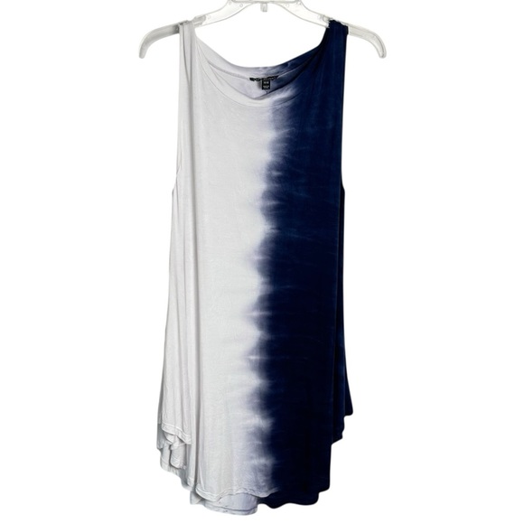 Lane Bryant sleeveless crew neck tunic tank top blue & white size 14/16 - Picture 1 of 5